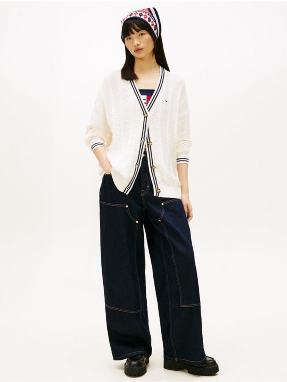 Tommy Hilfiger White Cotton Cardigan - Size S | Fall Winter Knit